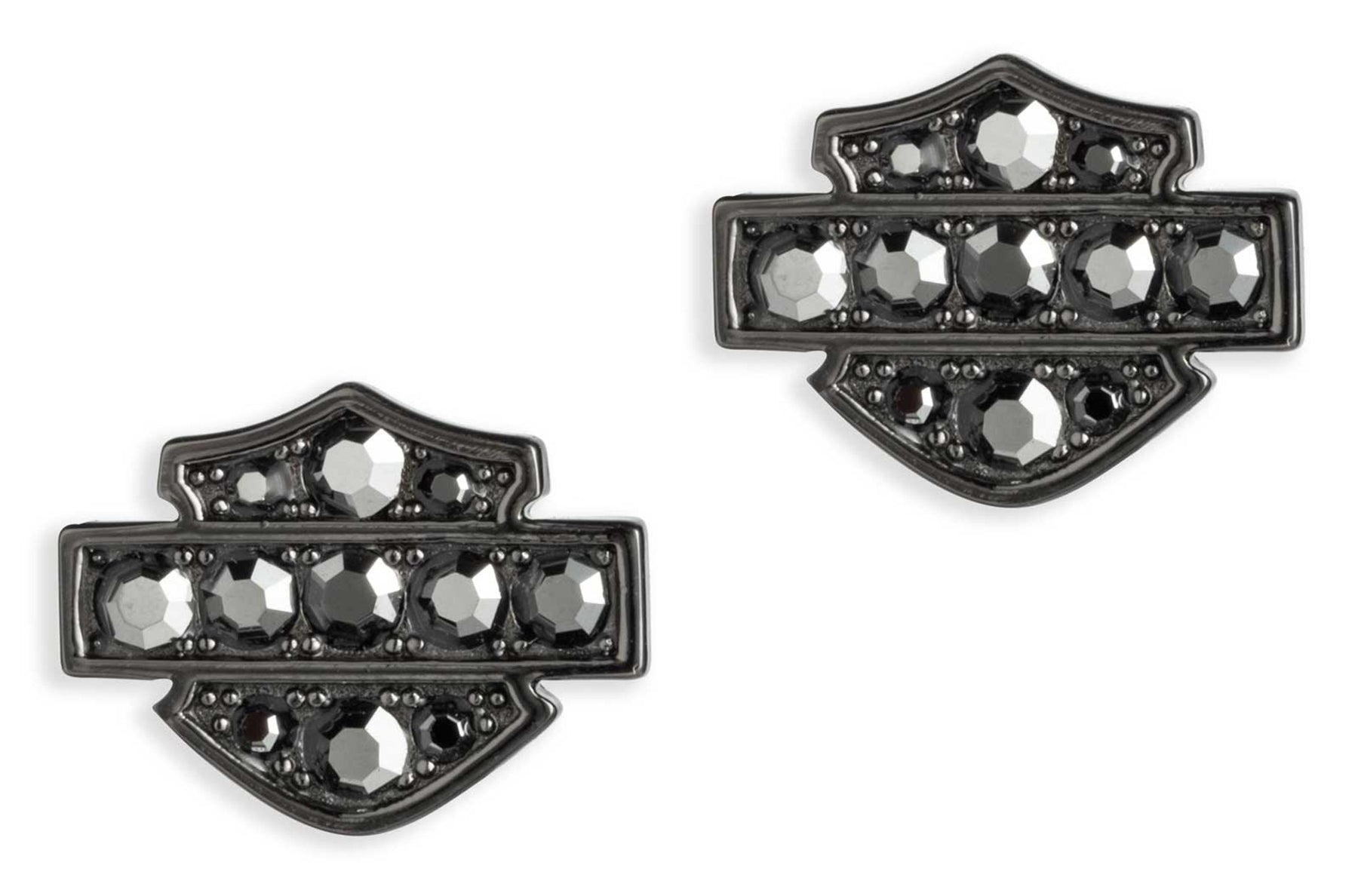 Harley-Davidson Women's Boxed Bar and Shield Stud Earrings- Black