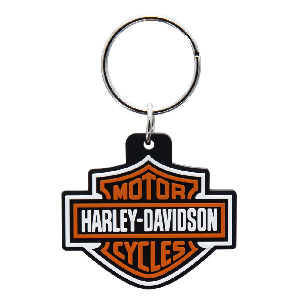 Harley-Davidson Bar & Shield Key Chain- Orange/ White