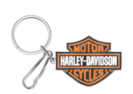 Harley-Davidson Bar & Shield Enamel Key Chain - Orange/ White