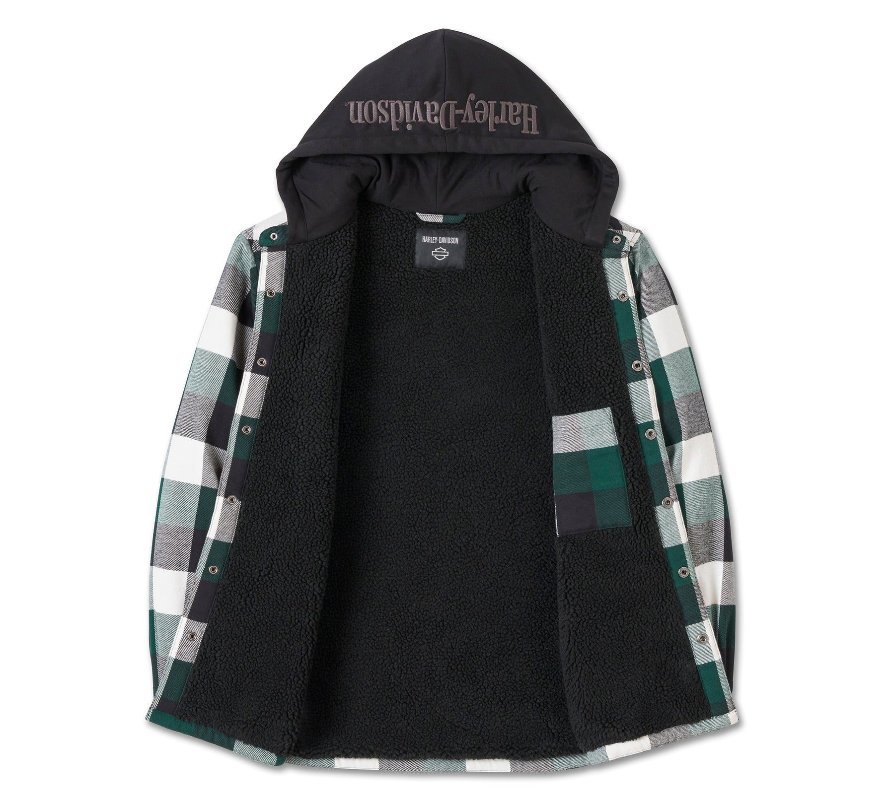 Harley-Davidson Traveler Hooded Shirt Jacket - Plaid - Harley Black & Rainforest