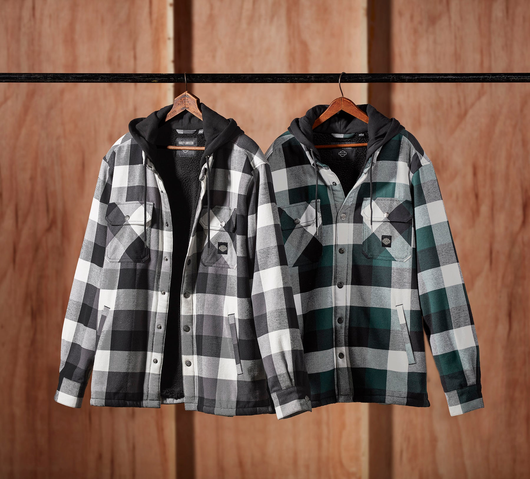 Harley-Davidson Traveler Hooded Shirt Jacket - Plaid - Harley Black & Rainforest