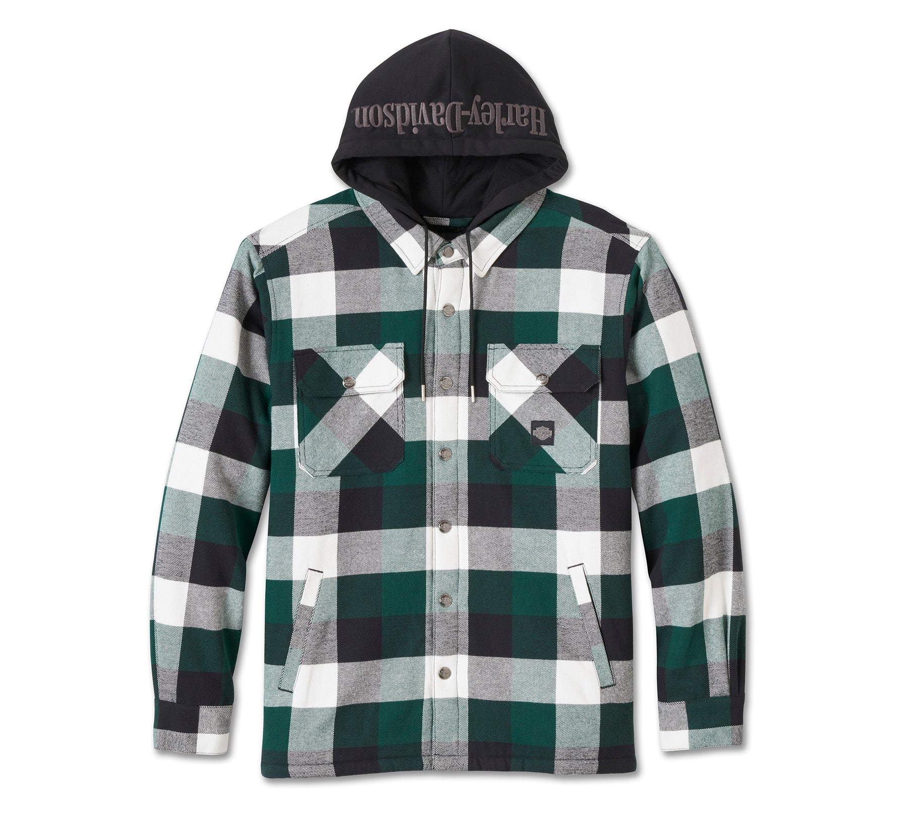 Harley-Davidson Traveler Hooded Shirt Jacket - Plaid - Harley Black & Rainforest