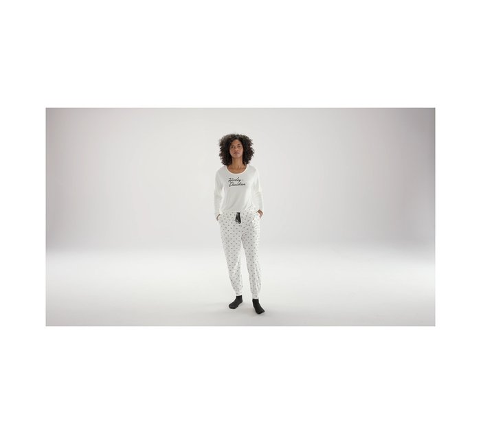 Harley-Davidson Women's Long Sleeve Pajama Set - Cloud Dancer