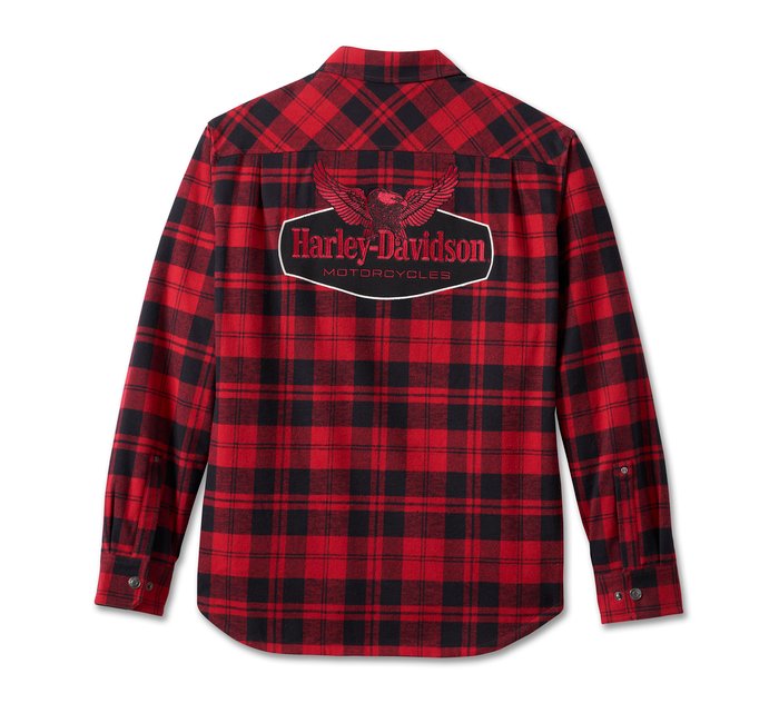 Harley-Davidson Men's Flying Eagle Zip-Up Flannel - Red Plaid