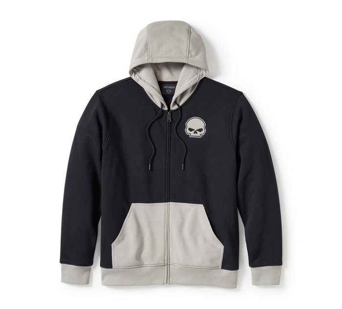 Harley-Davidson Men's Willie G Skull Colorblock Zip Front Hoodie
