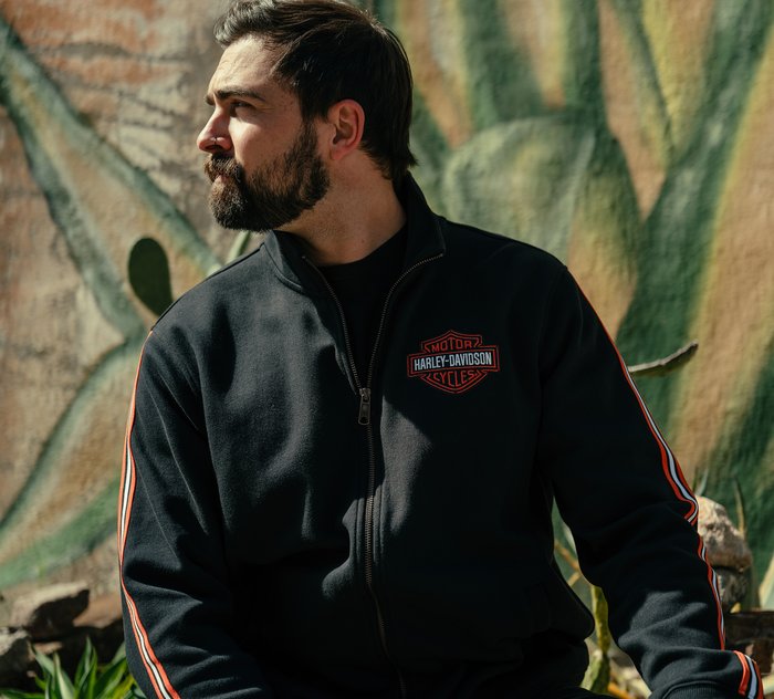 Harley-Davidson Men's Essential Fleece Zip Front Track Jacket - Harley Black