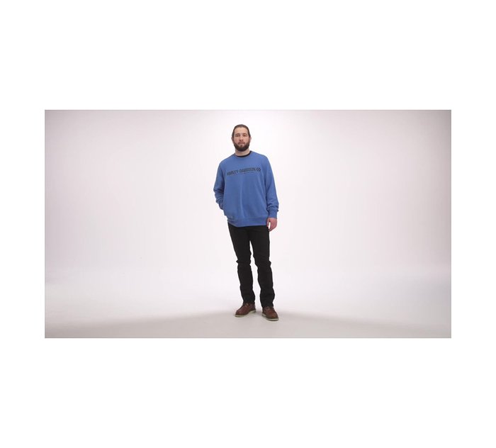 Harley-Davidson Men's Trophy Bar & Shield Crew Neck Sweatshirt - Lapis Blue