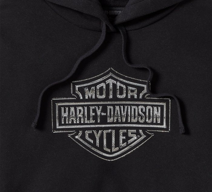Harley-Davidson Women's Essential Bling Pullover Fleece Hoodie - Harley Black
