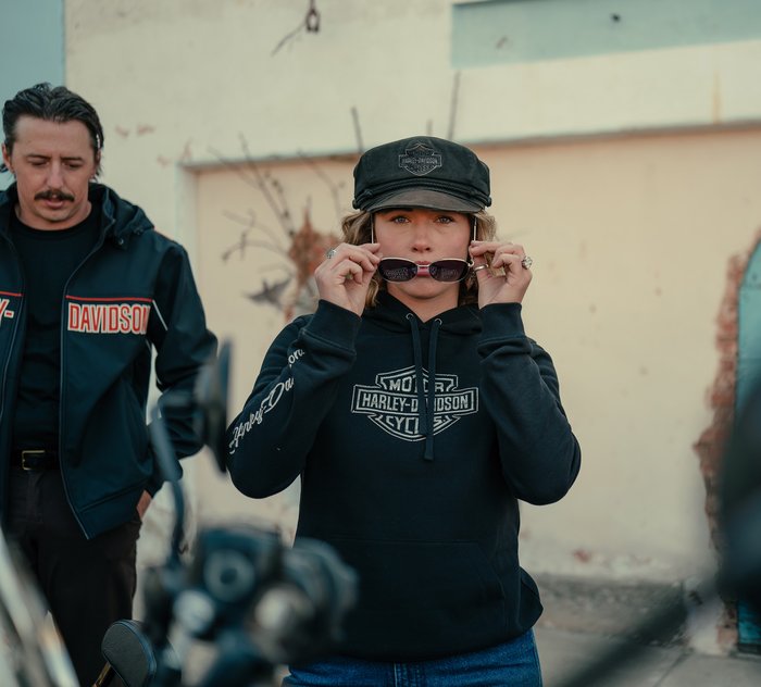 Harley-Davidson Women's Essential Bling Pullover Fleece Hoodie - Harley Black