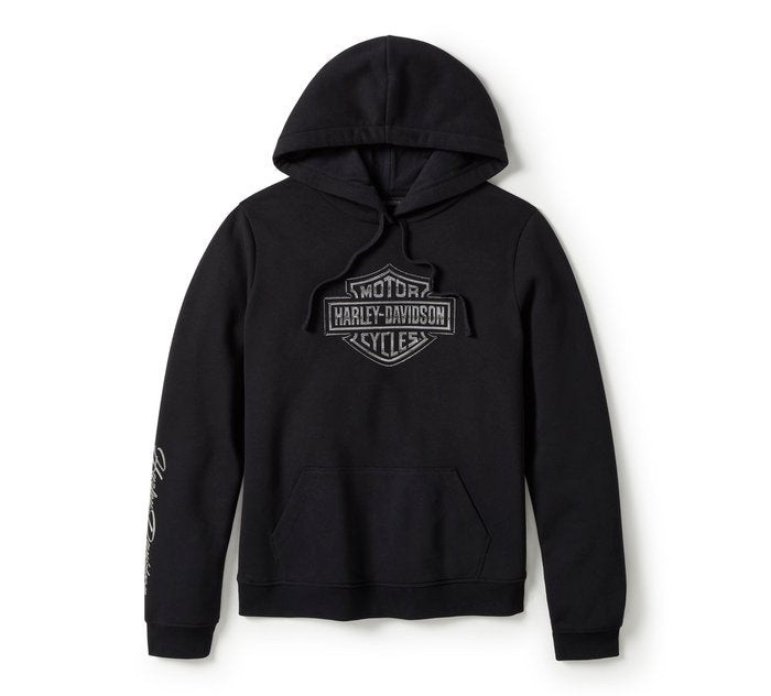 Harley-Davidson Women's Essential Bling Pullover Fleece Hoodie - Harley Black