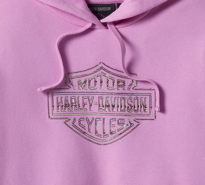 Harley-Davidson Women's Essential Bling Pullover Fleece Hoodie - Orchid