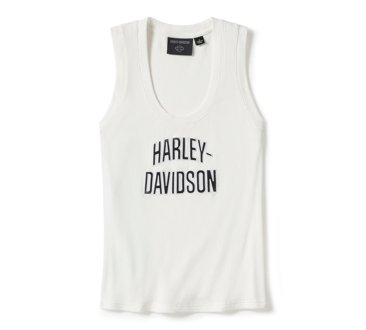Harley-Davidson Women's Essential Arched Font Ribbed Tank - Cloud Dancer