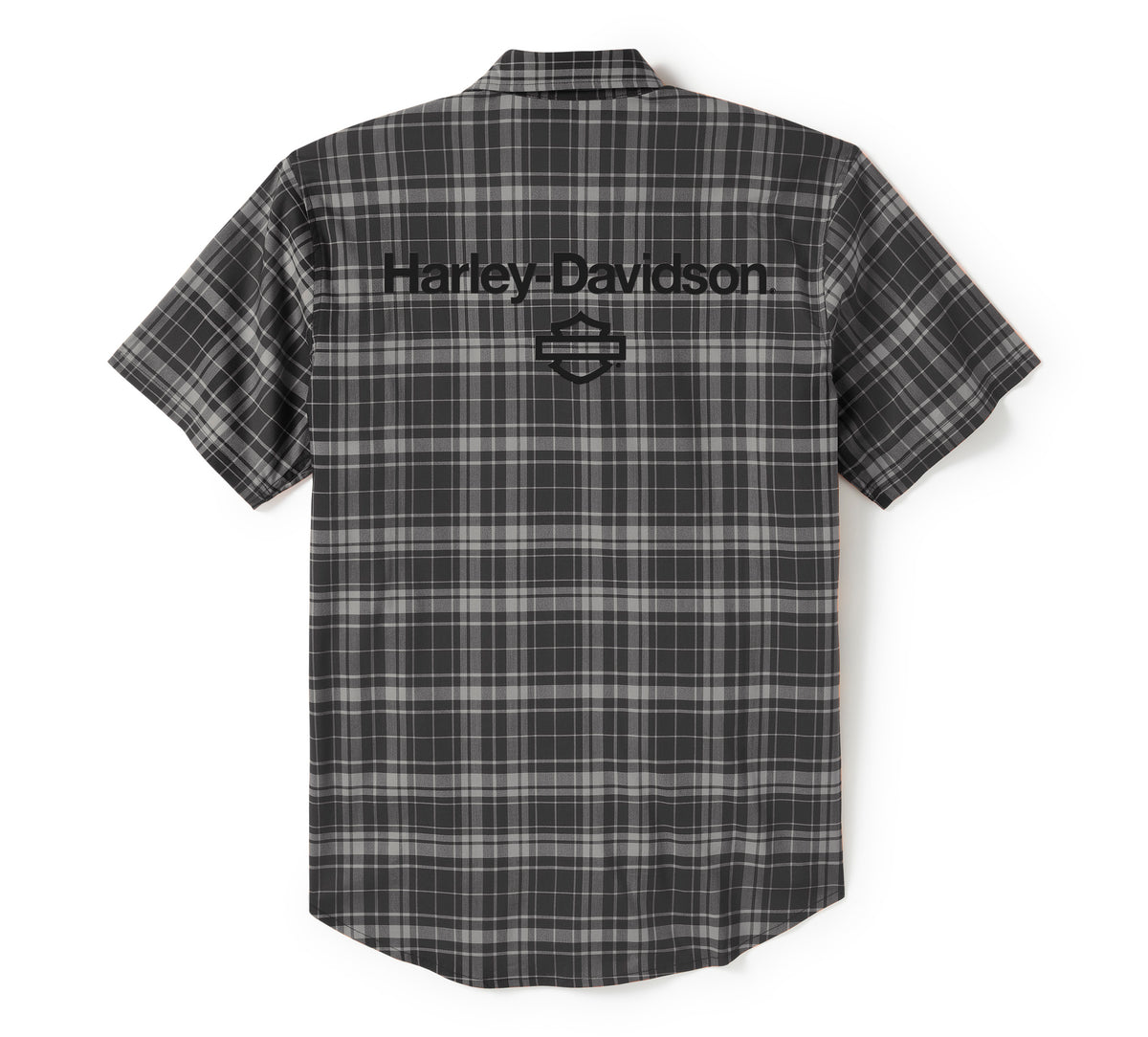 Harley-Davidson Men's H-D® TECH Coolmax® Plaid Short Sleeve Shirt - Plaid - Ghost Gray & Asphalt