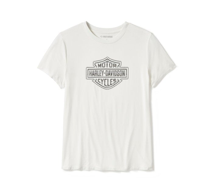 Harley-Davidson Women's Essential Bling Crew Neck Tee - Cloud Dancer
