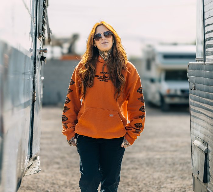 Harley-Davidson Dickies x H-D Eagle Sleeve Hoodie - Vintage Orange