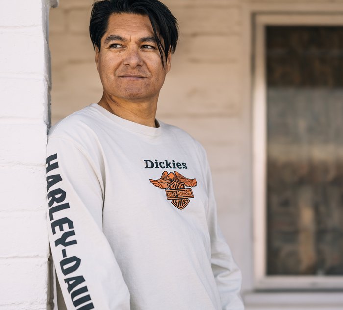 Harley-Davidson Men's Dickies x H-D Heavyweight Long Sleeve Eagle Tee - Silver Birch
