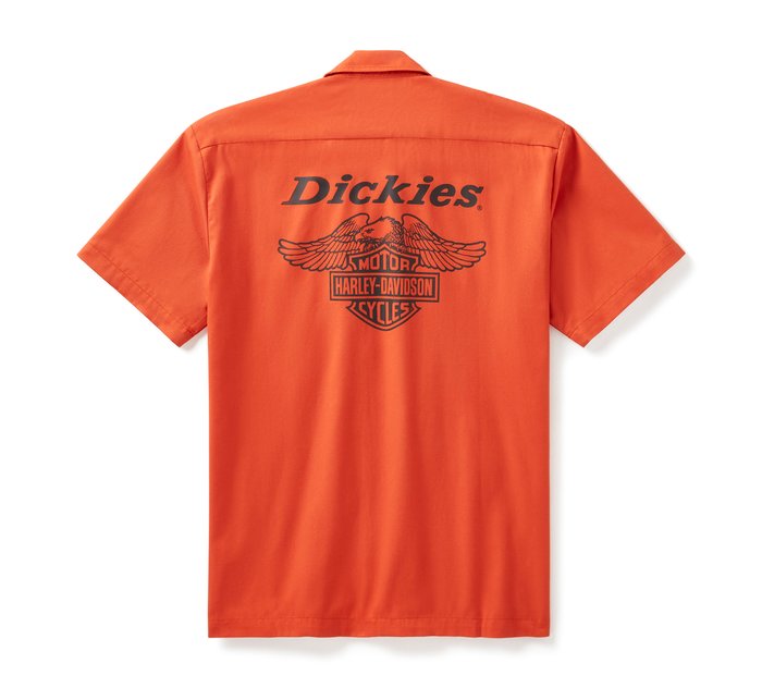 Harley-Davidson Men's Dickies x H-D Eagle Short Sleeve Work Shirt - Vintage Orange