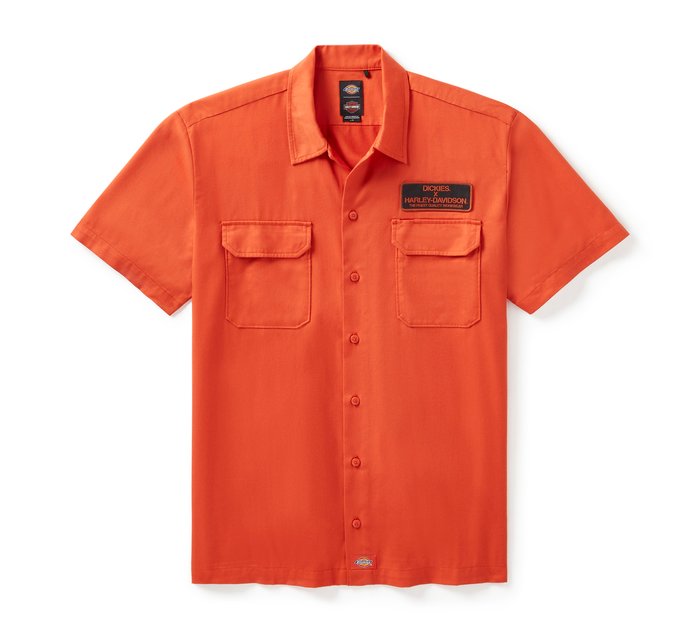 Harley-Davidson Men's Dickies x H-D Eagle Short Sleeve Work Shirt - Vintage Orange