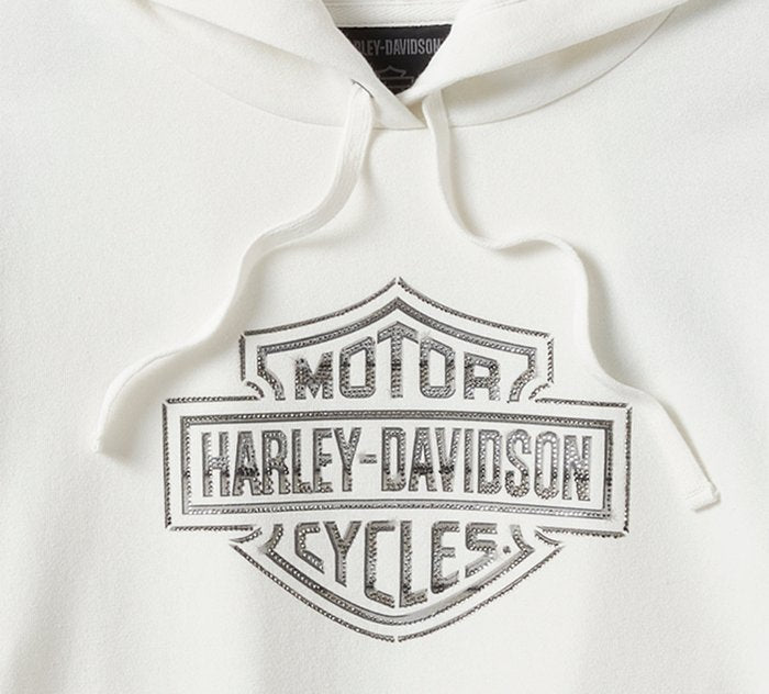 Harley-Davidson Women's Essential Bling Pullover Fleece Hoodie - Cloud Dancer