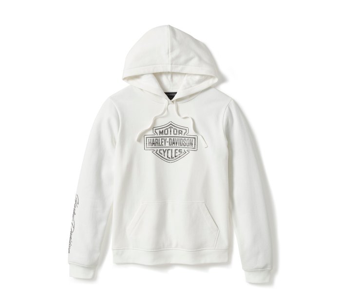 Harley-Davidson Women's Essential Bling Pullover Fleece Hoodie - Cloud Dancer