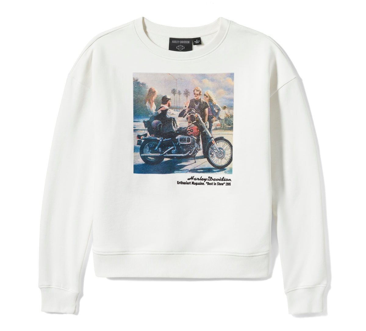 Harley-Davidson Women's Archive Photo Fleece Crew - CLOUD DANCER