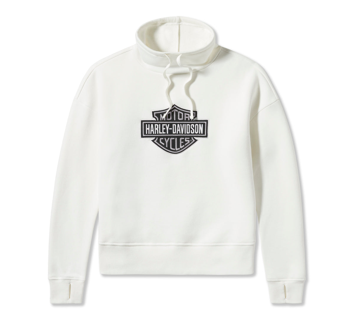 Harley-Davidson Women's Essential Bar & Shield Funnel Neck Pullover - Cloud Dancer