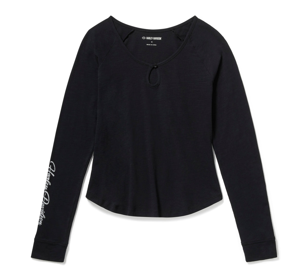 Harley-Davidson Women's Essential Bling Keyhole Henley - Harley Black