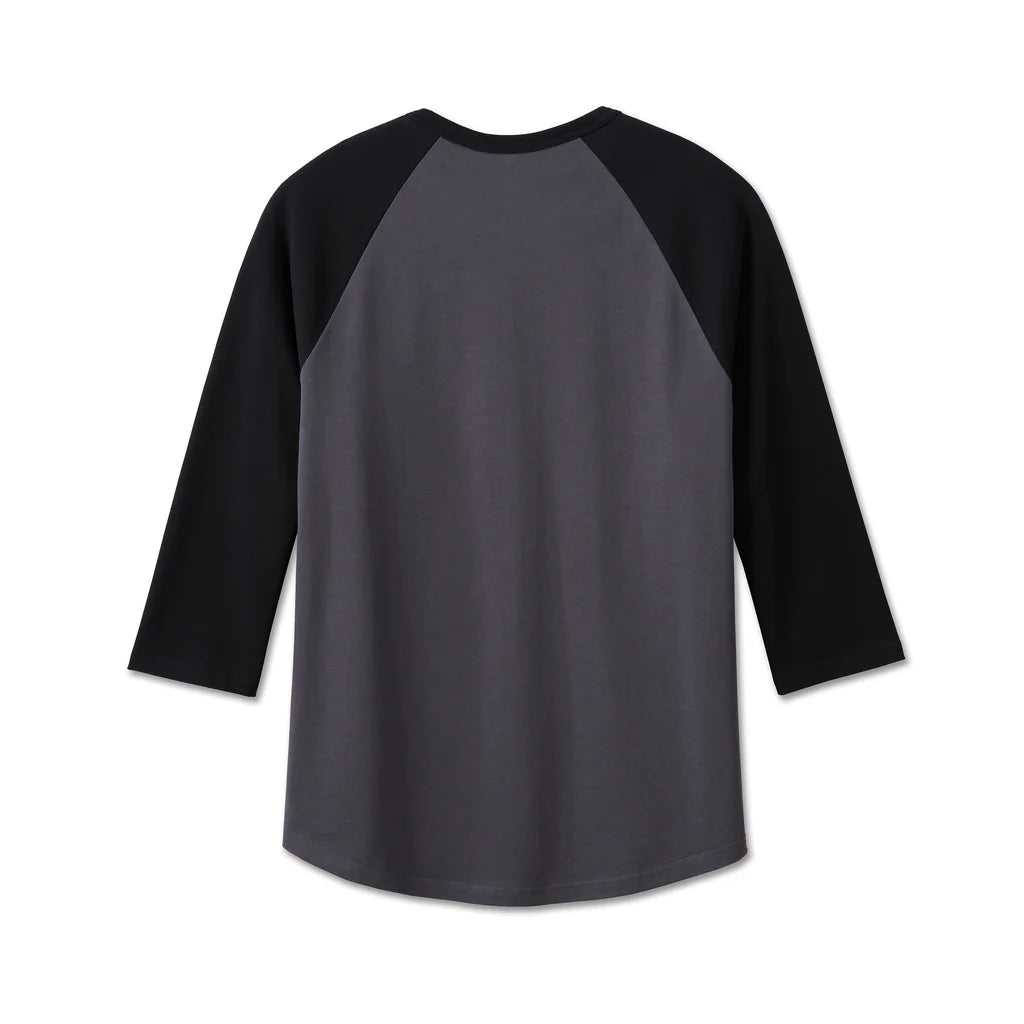 Harley Davidson Men's Classic Eagle Raglan Tee - Colorblocked - Blackened Pearl