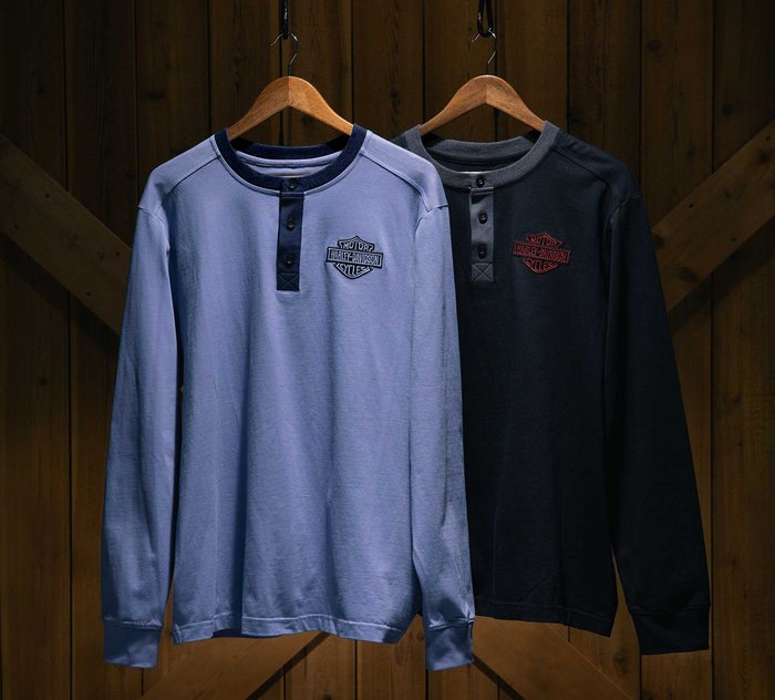 Harley Davidson Men's Hometown Henley - Black Beauty