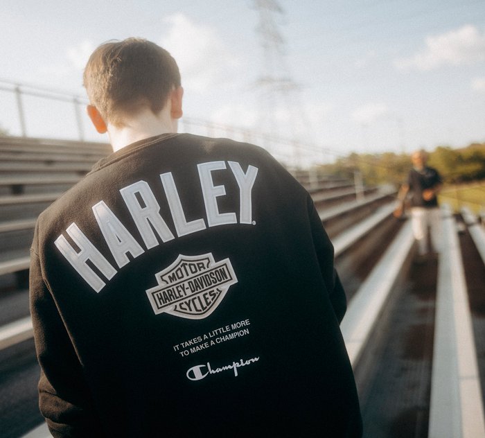 Harley-Davidson Champion Fanatic Crew Neck Sweatshirt - Black & Silver