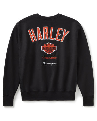 Harley-Davidson Champion Fanatic Crew Neck Sweatshirt - Black Orange