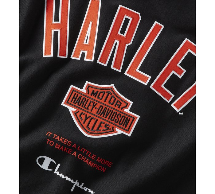 Harley-Davidson Champion Fanatic Crew Neck Sweatshirt - Black Orange