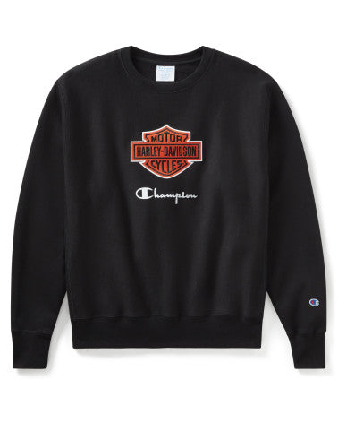 Harley-Davidson Champion Fanatic Crew Neck Sweatshirt - Black Orange
