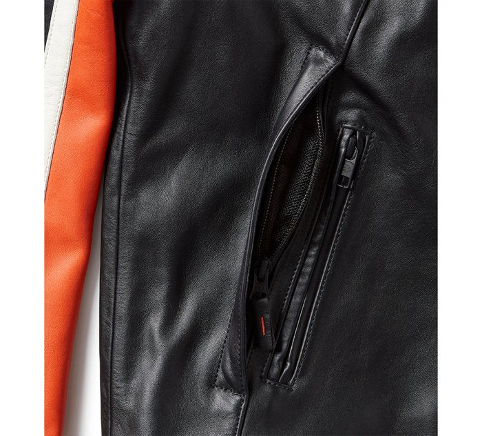 Harley-Davidson Women's H-D Trenton Leather Riding Jacket - Harley Black & Vintage Orange