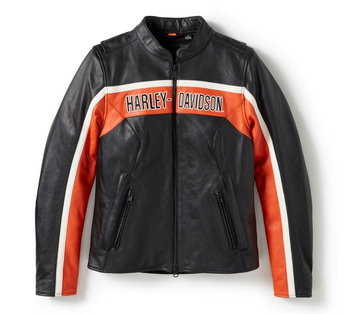 Harley-Davidson Women's H-D Trenton Leather Riding Jacket - Harley Black & Vintage Orange