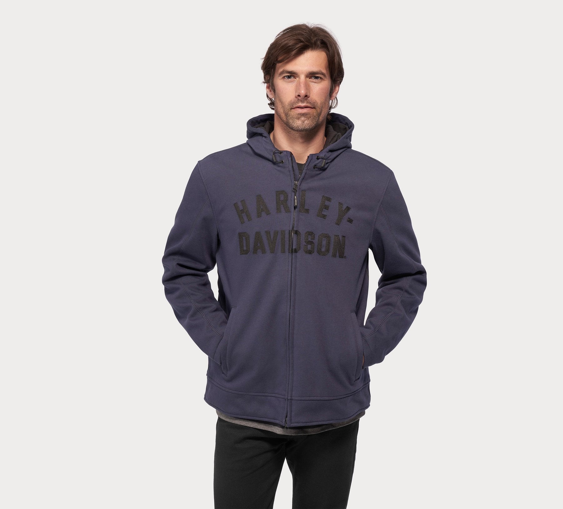 Harley-Davidson Men's Deflector Hooded Riding Fleece Peacoat