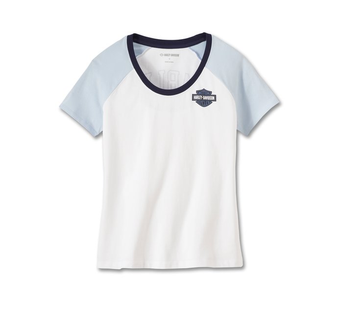 Harley-Davidson Women's United Raglan Tee - Colorblocked - Bright White