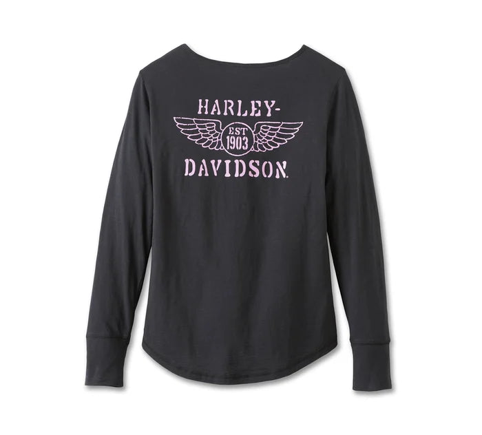 Harley-Davidson Women's Hero Long Sleeve Knit Top - Black Beauty CL