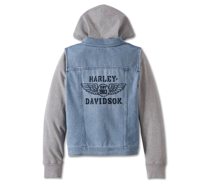 Harley-Davidson Women's Kickstart 3-in-1 Indigo Denim Jacket - Medium Indigo CL