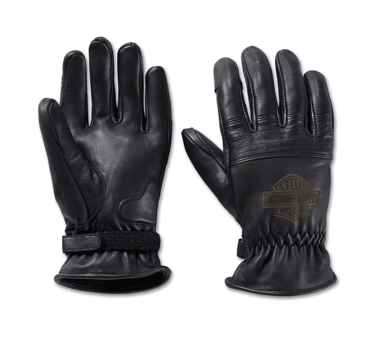 Harley-Davidson Men's Helm Leather Work Gloves - Black