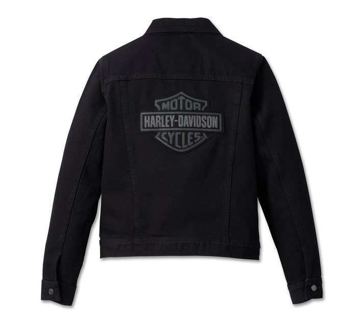 Harley-Davidson Women's Essential Bar & Shield Denim Jacket - Black Denim CL