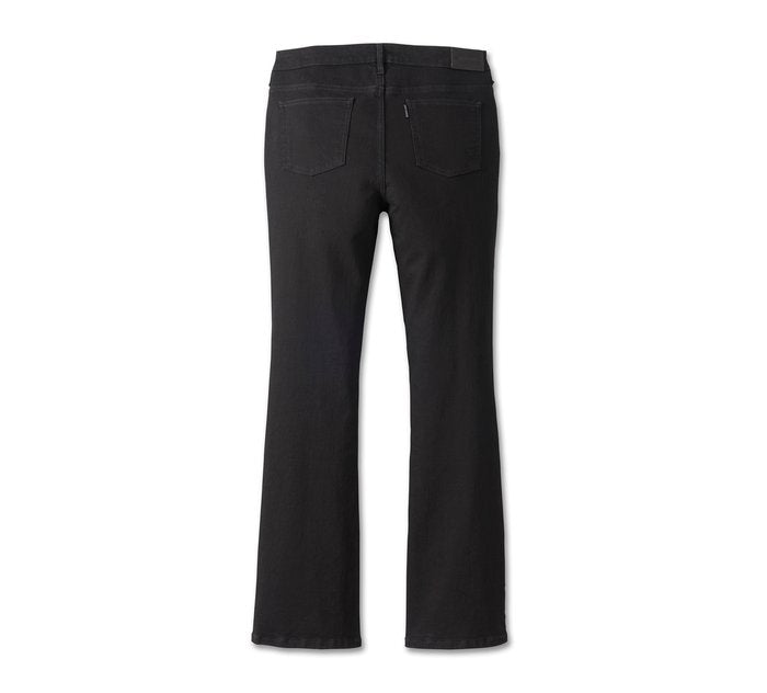 Harley-Davidson Women's High Rise Boot Cut Jeans - Black Denim