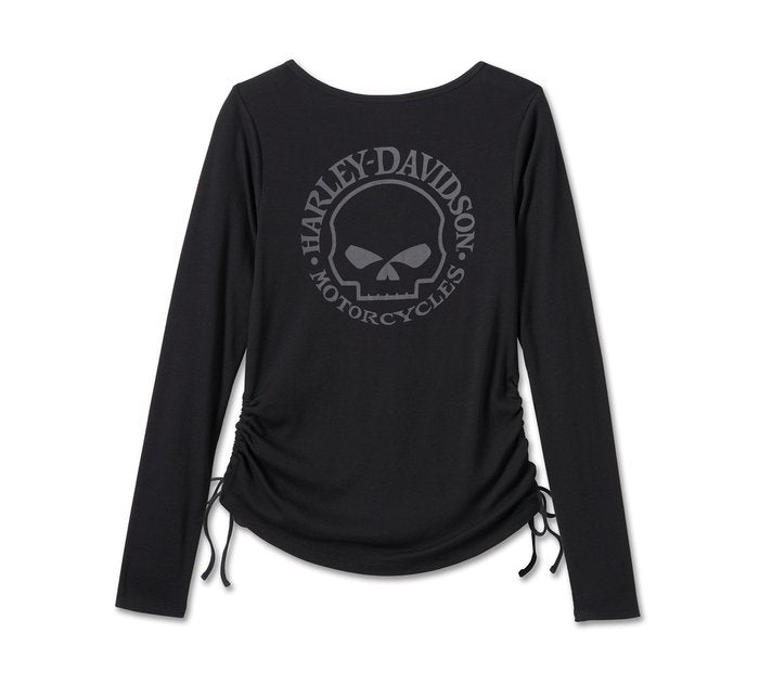 Harley-Davidson Women's Willie G Skull Tie Notch Neck Knit Top