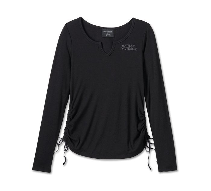 Harley-Davidson Women's Willie G Skull Tie Notch Neck Knit Top