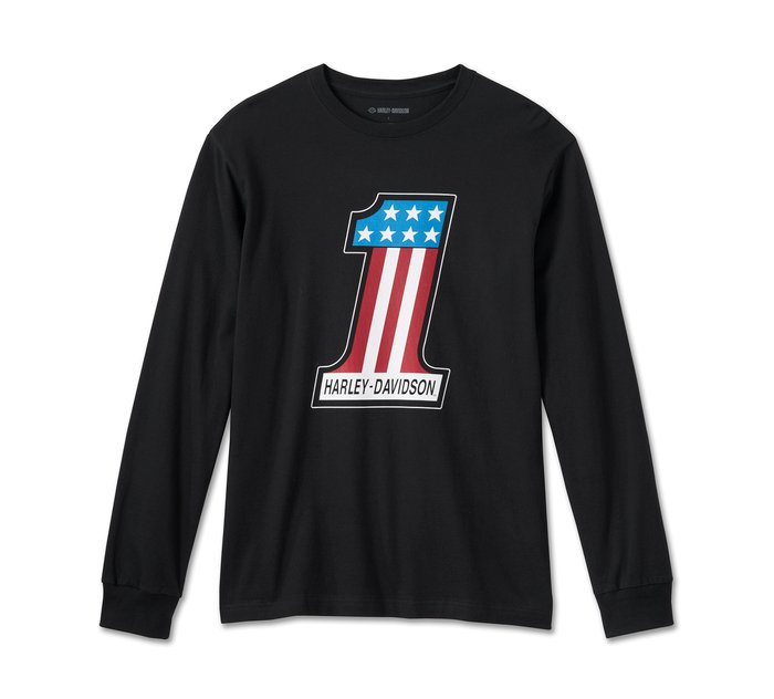 Harley-Davidson Men's #1 Racing Logo Long Sleeve Tee Black