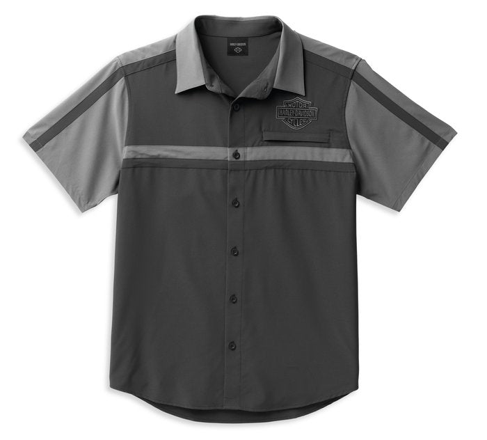 Harley-Davidson Men's Coolcore Bar & Shield Shirt - Colorblocked - Blackened Pearl