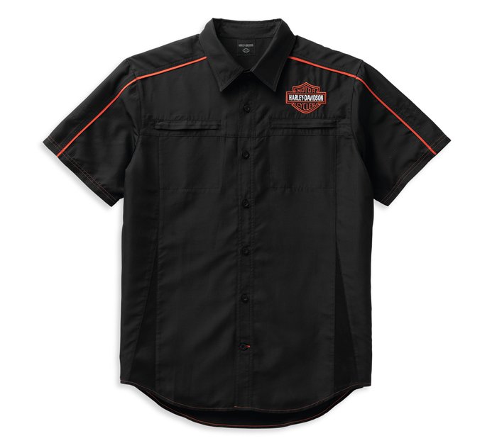 Harley-Davidson Men's Performance Bar & Shield Shirt - Orange Trim