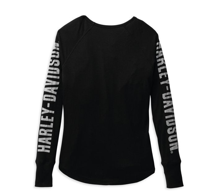 Harley-Davidson Women's Authentic Bar & Shield Rib-Knit Top - Black Beauty 2