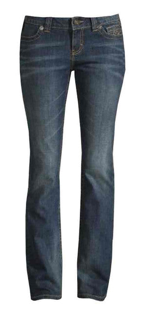 Harley-Davidson Women's Boot Cut Low-Rise Jeans, Distressed Blue