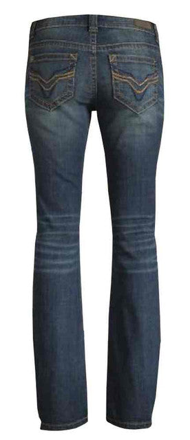 Harley-Davidson Women's Boot Cut Low-Rise Jeans, Distressed Blue